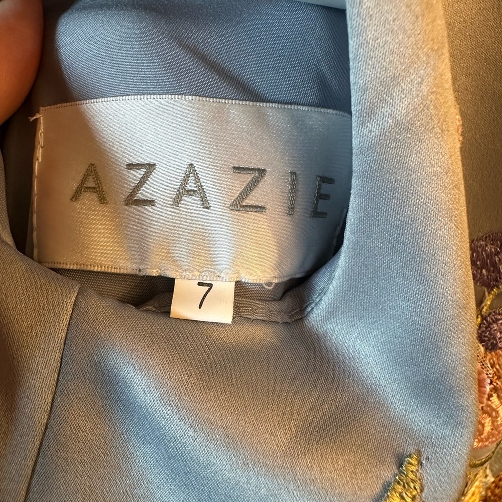 Azazie Kids Dress with Floral Embroidery - Blue - Picture 5 of 5